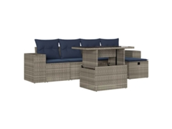 Maison Exclusive - Conjunto De Sofá De Jardín De 6 Piezas Con Cojines, Poliratán Gris