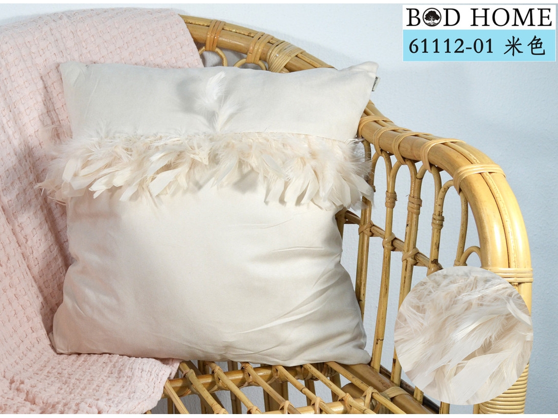 Almofada Lisa Com Penas Bege 45*45cm BOD HOME