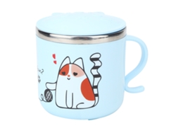Taza infantil de acero inoxidable con dibujos animados de 270 ml, azul, con tapa KOFIHETY