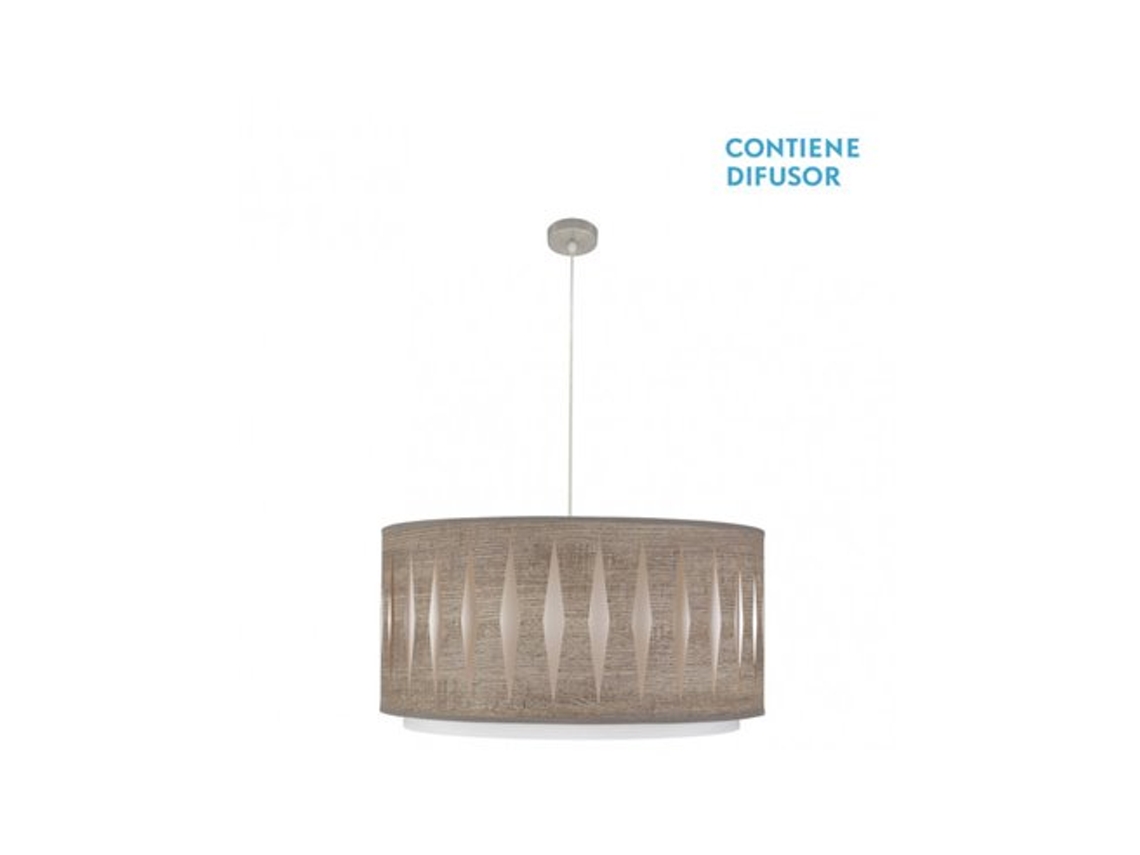 Lámpara colgante Alexandra 3xe27 níquel/madera gris Regx60x60 cm Fabrilamp