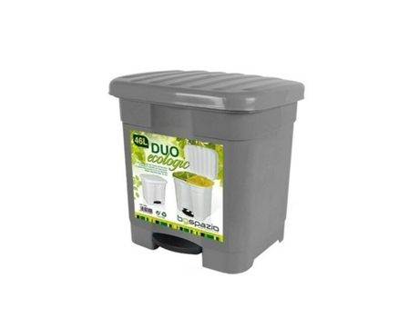 Cubo de basura gris papelera duo clasificador 46 Litros ecologic 2 en 1