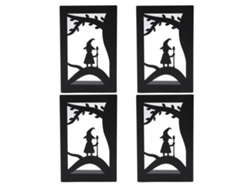 4 Piezas Porta Libros Metálicos Resistentes Con 4 Almohadillas Antideslizantes Para Estanterías Escuela Elfo Bosque