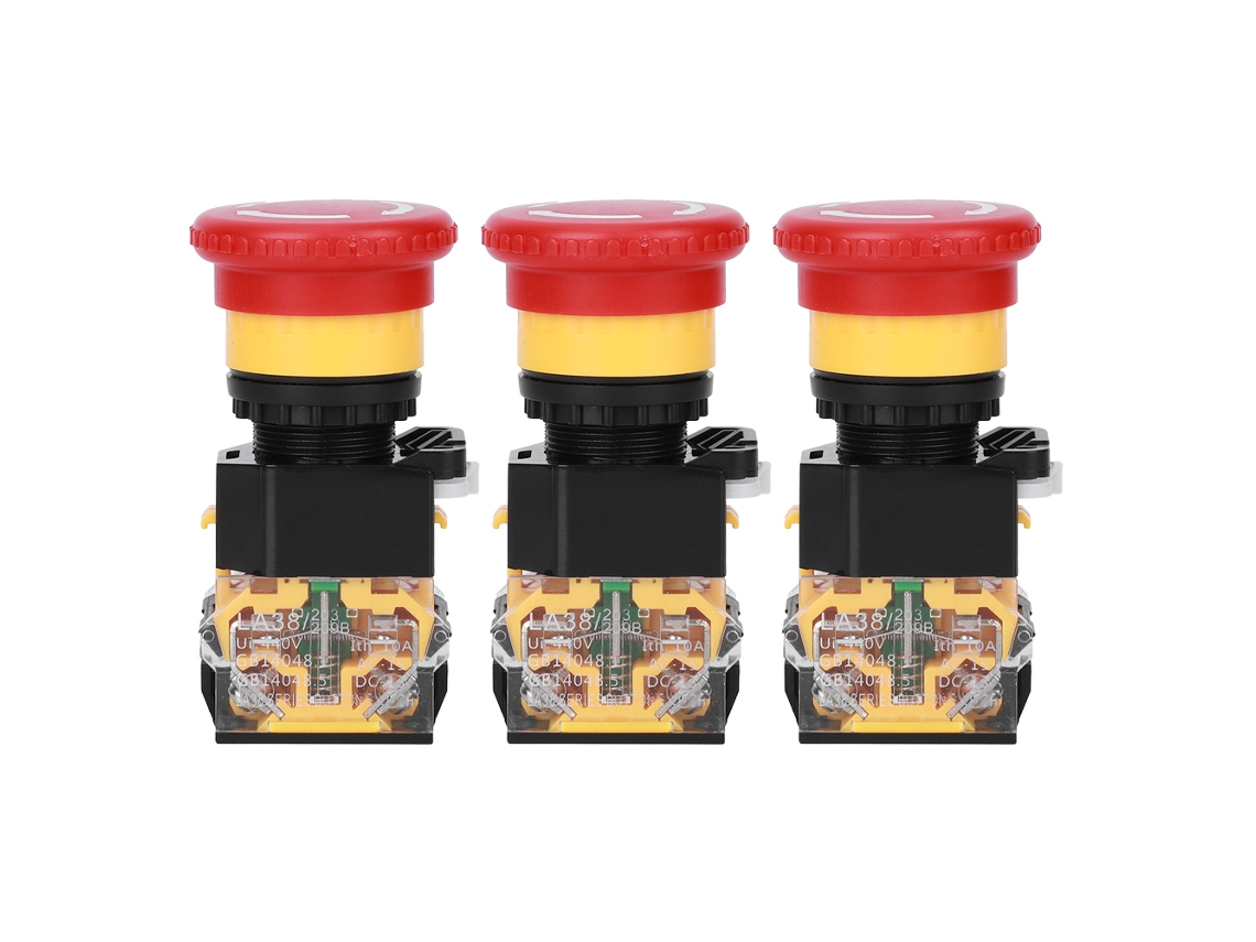 Botón De Parada De Emergencia, 3 Unidades, 22 Mm, Interruptor Pulsador De Encendido/apagado, Plástico De Ingeniería, 440 V, 10 A