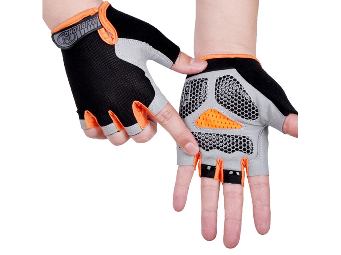 Guantes de ciclismo MDUG transpirables y antideslizantes de medio dedo para hombre (versión naranja actualizada)