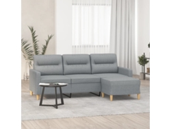 Sofá De 3 Plazas Con Taburete De Tela Gris Claro 180 Cm