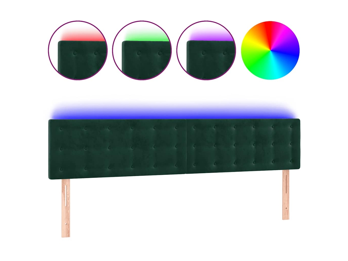 Cabecero de terciopelo verde oscuro con luces LED MAISON EXCLUSIVE (180x5x78 cm)