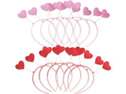 Nuobesty Set De 12 Diademas Decorativas Con Lentejuelas Rojas Y Rosas En Forma De Corazón, Accesorios Para El Cabello Para Fiestas.