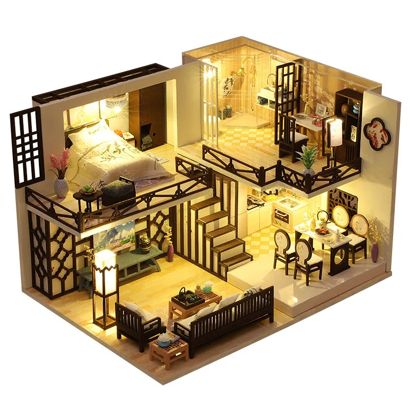Kit de maquetas de madera en miniatura 3D para armar una casa de muñecas japonesa MDUG (Hazlo tú mismo)