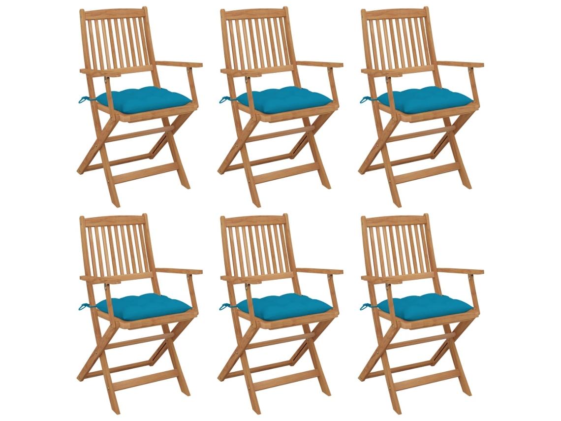 Sillas de jardín plegables de 6 piezas con cojines DKD Home Decor