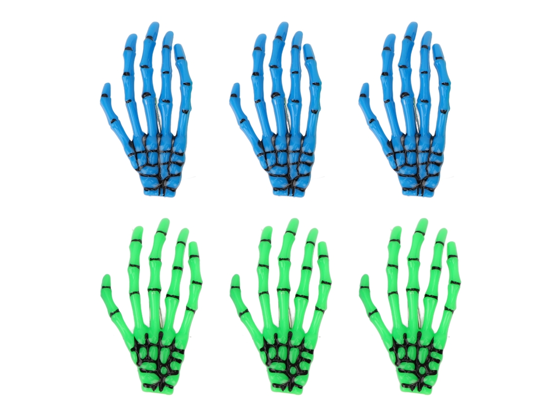 Vlrla-6 Pcs Scary Halloween Hands Bone Cabelo Clips