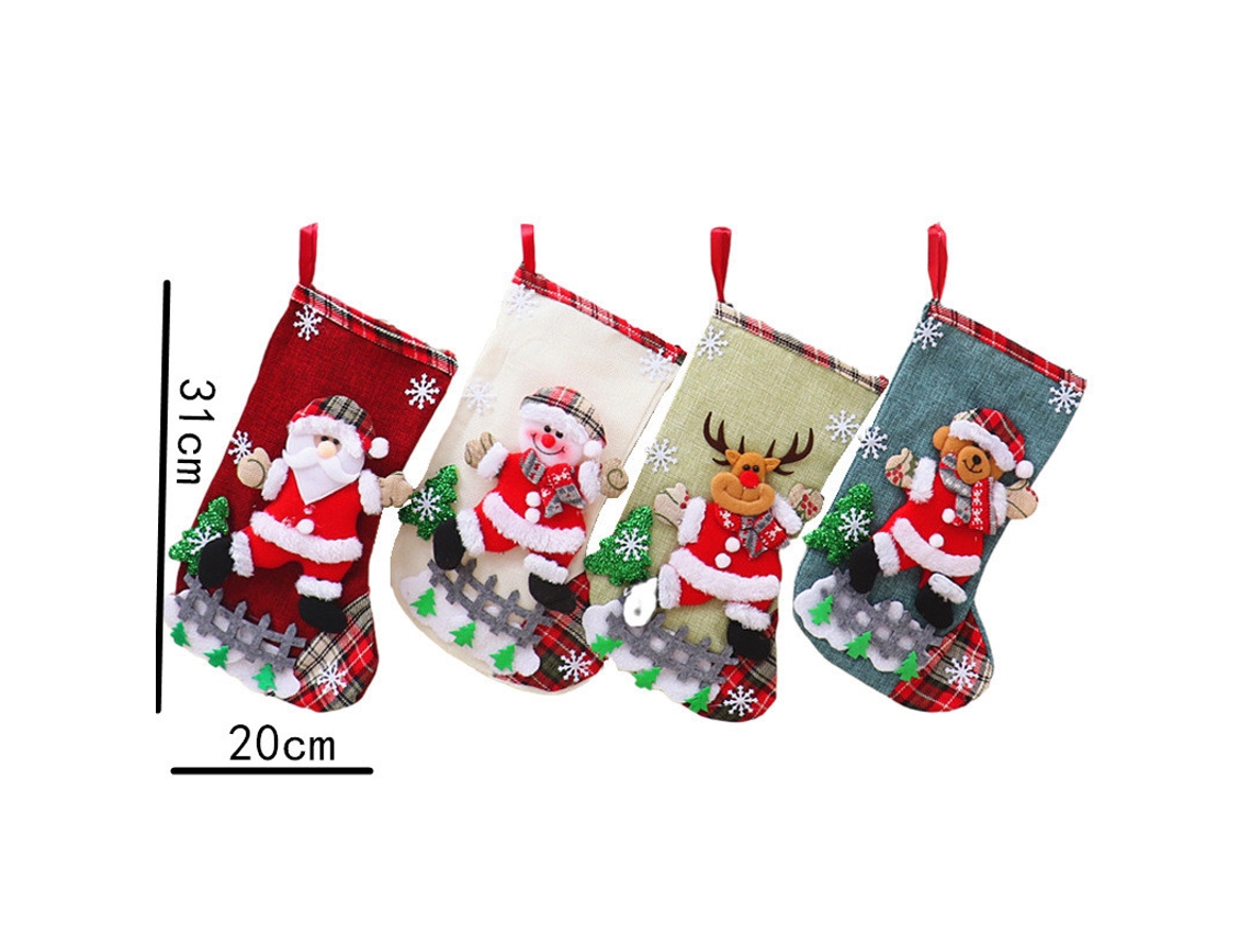 Medias navideñas, bolsas de regalo navideñas, adornos para medias navideñas, adornos para árboles de Navidad, bolsas decorativas, estilo 6 Yunzii