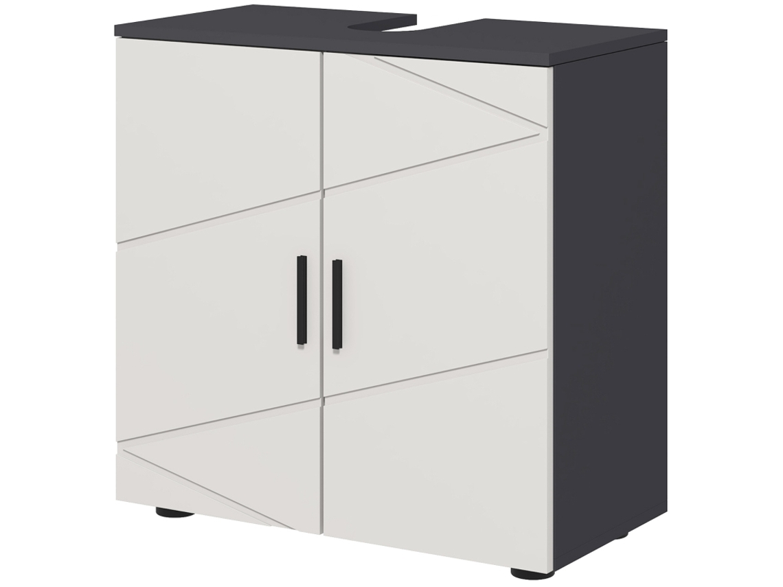 Lavabo Móvil Con Estante Antivuelco Ajustable, Color Gris.