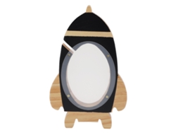 Hucha de madera con forma de nave espacial, bonita, decoración infantil, negra.