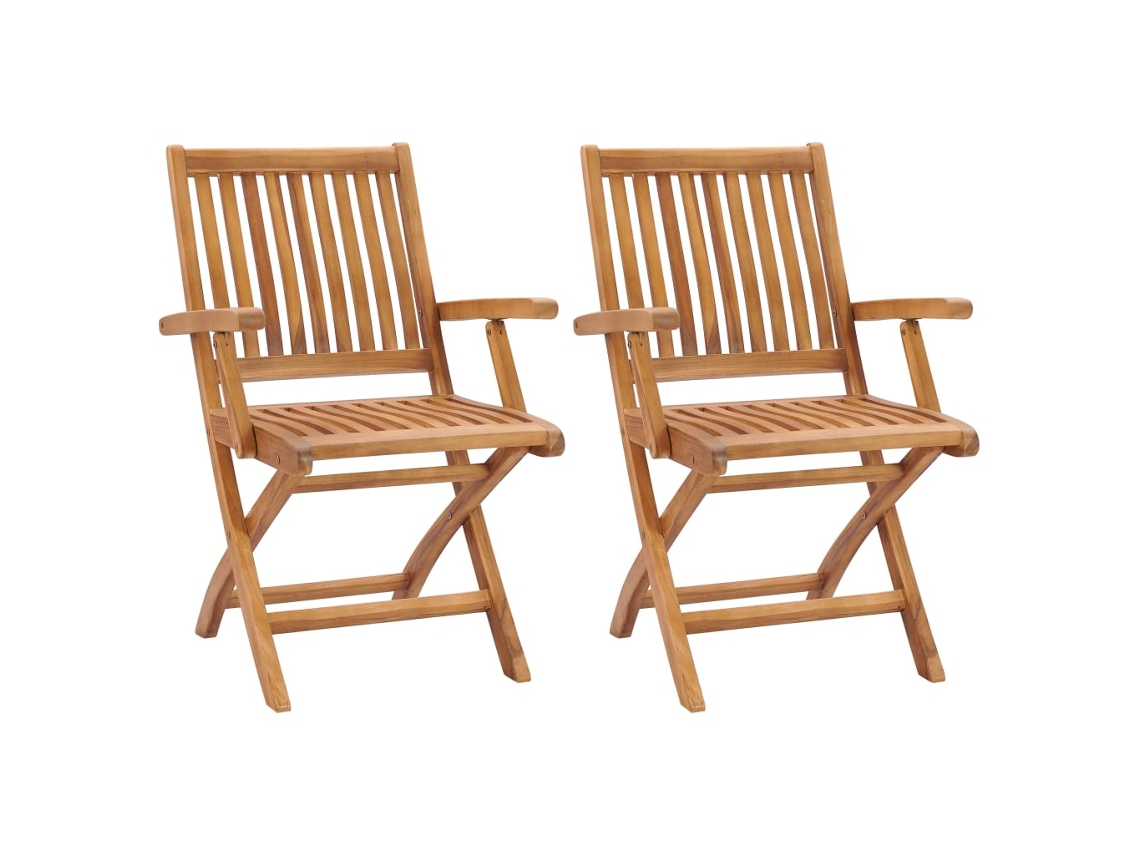 Sillas de jardín plegables de 2 piezas DKD Home Decor de madera maciza de teca