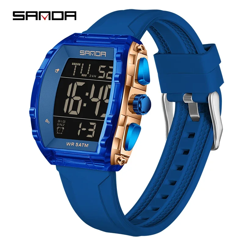 (azul) Reloj Deportivo Digital De Lujo Y Estilo Para Hombre – Resistente Al Agua, Cuenta Atrás, Calendario, Luminoso
