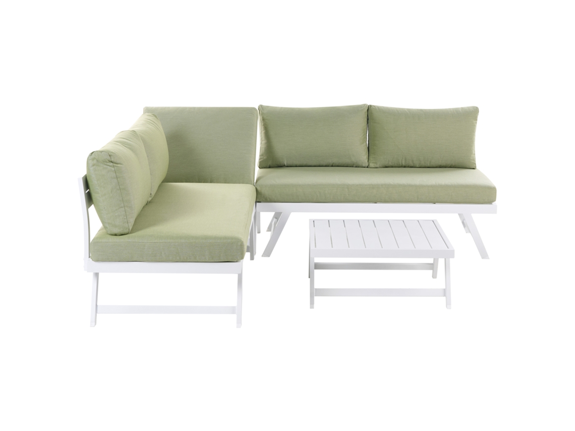 Conjunto de Jardín con Mesa de Centro Beliani Coccorino de Aluminio Verde 196x196x65