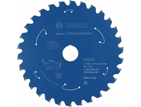 Disco de Sierra Circular BOSCH Para Sierra Sin Cables Expert para Acero Inoxidable 136x1.5/1.2x20 T30