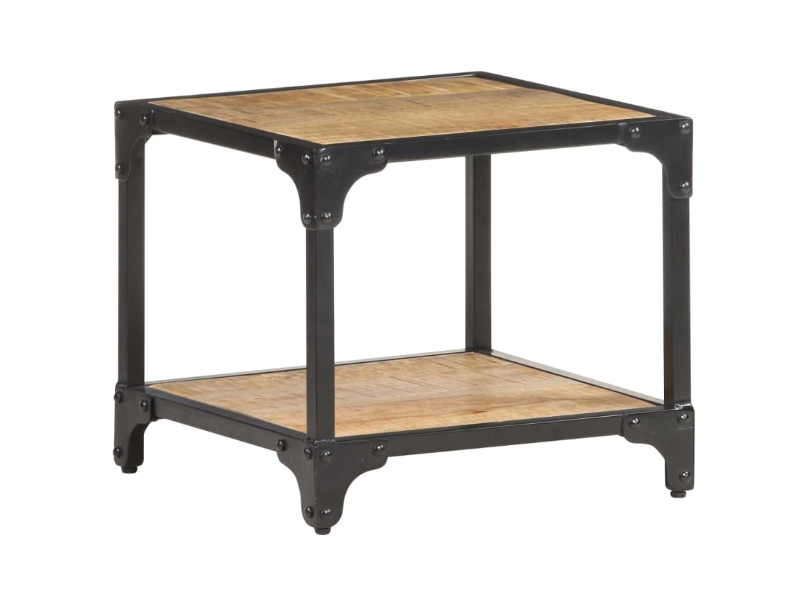 vidaXL Mesa de centro de madera maciza de mango rugosa 40x40x36 cm