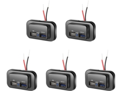 Juego De 5 Tomas De Carga Usb + Pd De 12v/24v Para Motocicleta, Camión, Atv, Barco, Coche, Autocaravana.