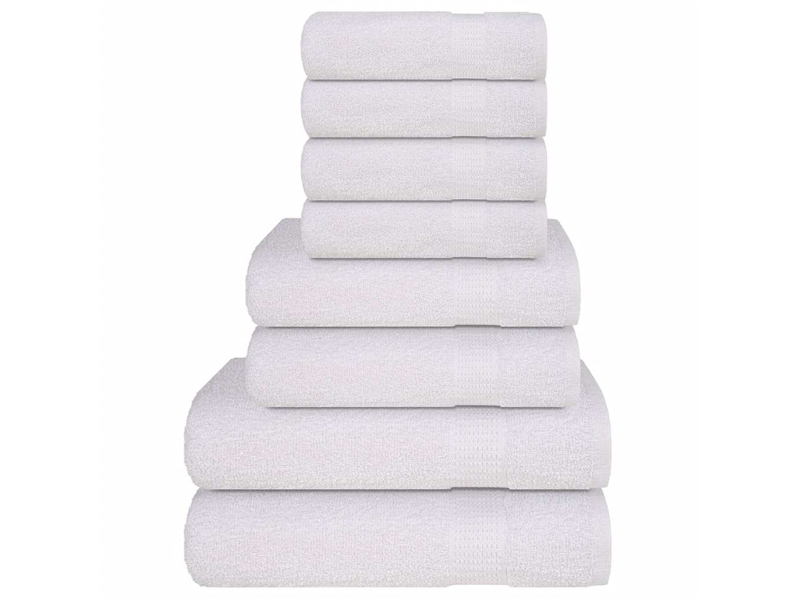 Juego De Toallas 8 Piezas 100 Algodón Blanco 360 Gsm Wsd332939