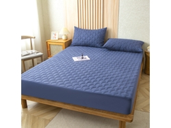 Protector De Colchón Impermeable Czhhmart (sábana Bajera Ajustable) 200 Cm X 220 Cm (con Dos Fundas De Almohada) Azul Marino