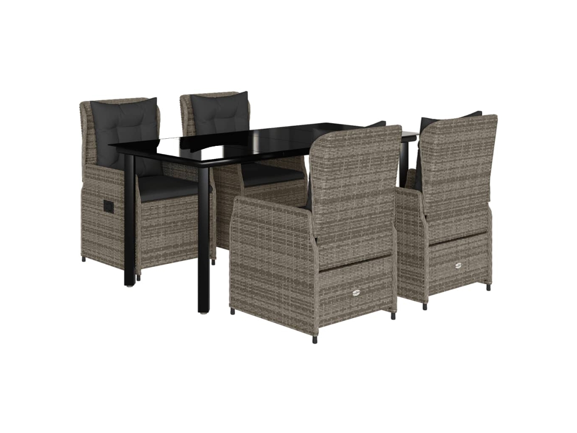 Maison Exclusive - Set Comedor De Jardín 5 Piezas Con Cojines Ratán Sintético Gris