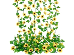 2026altiro-8 Guirnaldas Artificiales De Girasoles, 18 Metros, De Seda Amarilla Con Hojas Verdes, Para Decoración Del Hogar.