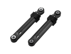 Pack 2 amortiguadores 100N compatibles lavadora LG carga frontal. Plástico negro. Repuesto electrodomésticos.