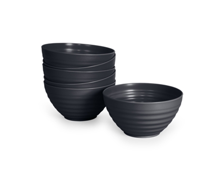 Juego de 6 Cuencos Plastic Forte Classic de 840 ml Reutilizables. Ideal Fiestas. Grafito