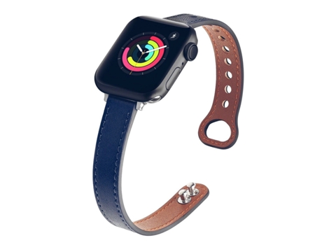 Correa de reloj inteligente de cuero con doble clavo para Apple Watch Series 7 41 mm / 6 y SE y 5 y 4 40 mm / 3 y 2 y 1 38 mm (azul)