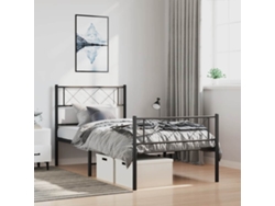 Estructura Cama Sin Colchón Con Estribo Metal Negro 100x190 Cm