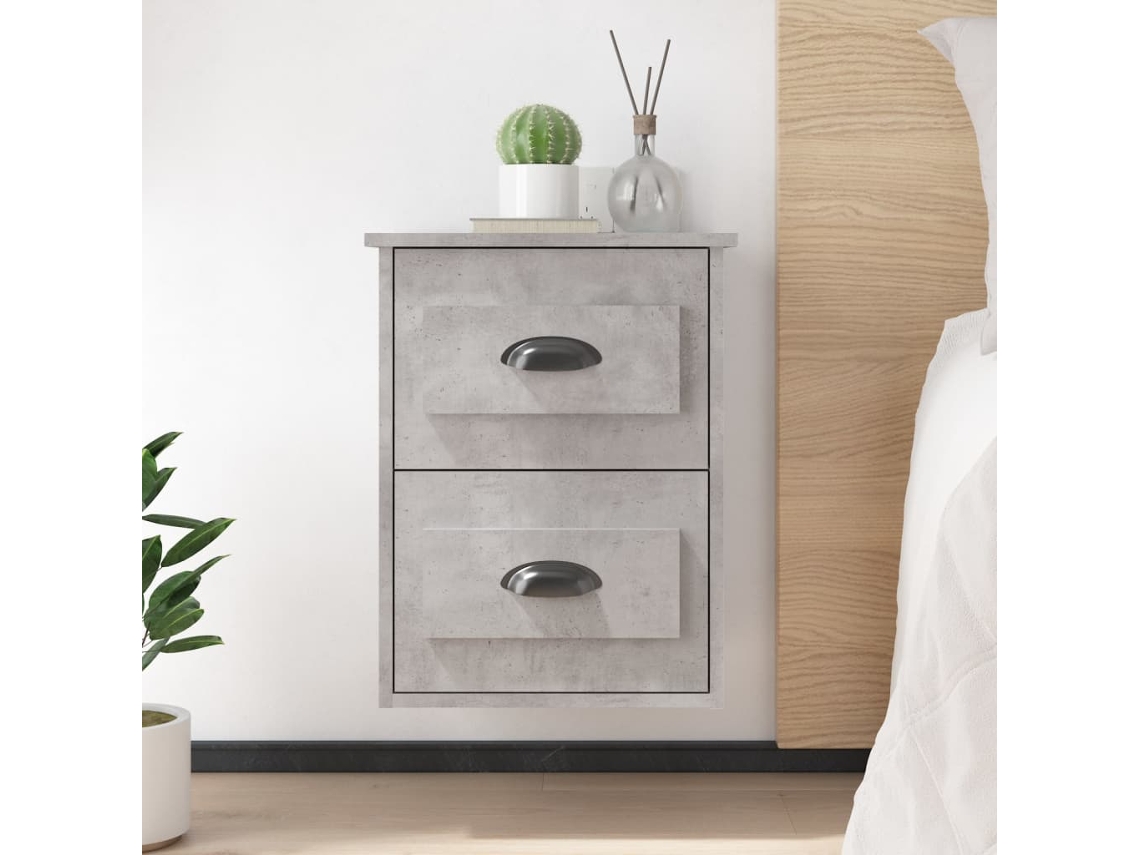 Mesitas de Noche Pared 2 Pzs 41,5X36X53 Cm Gris Cemento