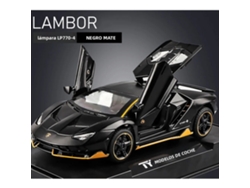 Miniatura Lamborghini LP770 a escala 1/32, fabricada en aleación de metal fundido a presión, con retroiluminación y música. Mdug (negro mate).