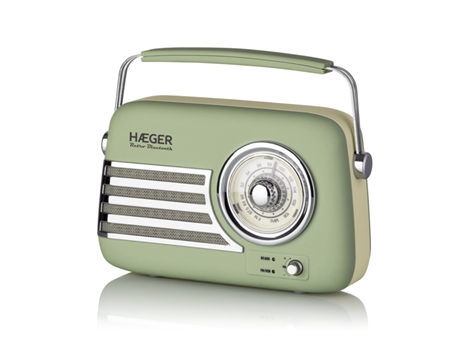 Radio FM Vintage HAEGER Retro Bluetooth - Batería 12H, AM/FM, USB, AUX, Bluetooh