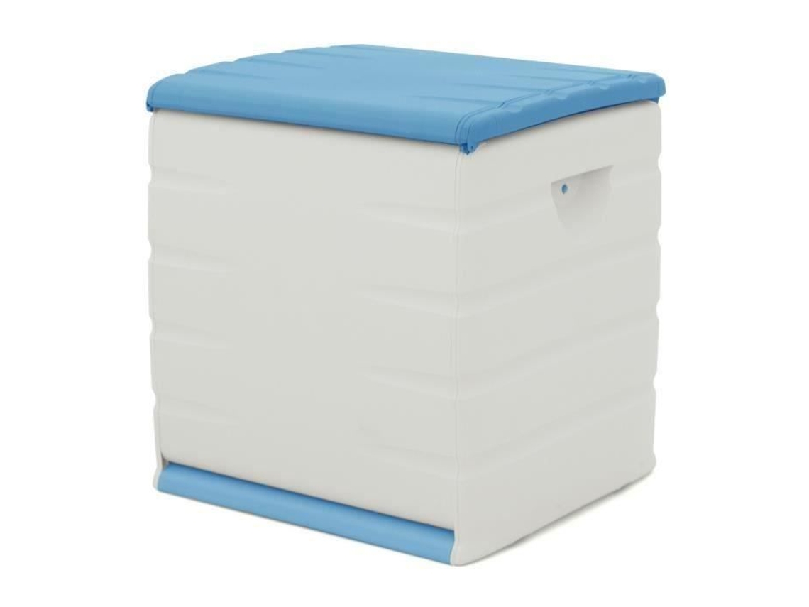Peito PLASTIKEN com fechadura com rodas - 190 L - Funcional e estética - Bege e Azul