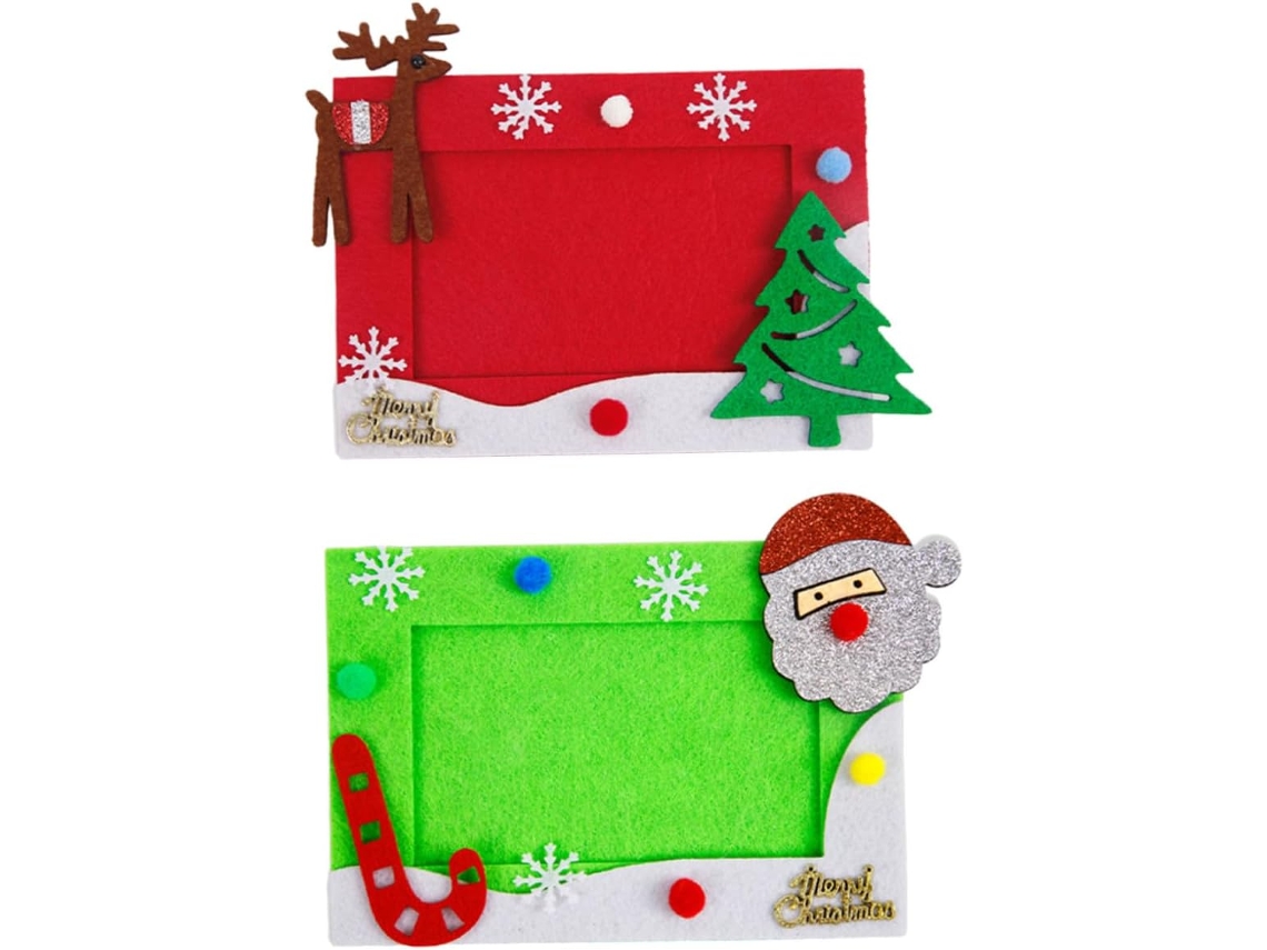 Juego de 2 pequeños marcos de fotos decorativos de fieltro para Navidad, ideales para las fiestas y Nochevieja - GOKOCO