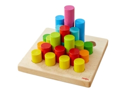 Haba, juego de cilindros de juguete educativo con accesorios de madera, colorido