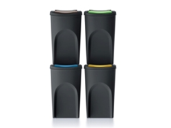 Set 4 cubos de basura KEDEN SORTIBOX 100% plástico reciclado, negro, 140L