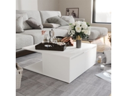 Mesa de centro de 80x80x31 cm, fabricada en madera sintética blanca HARLANV1