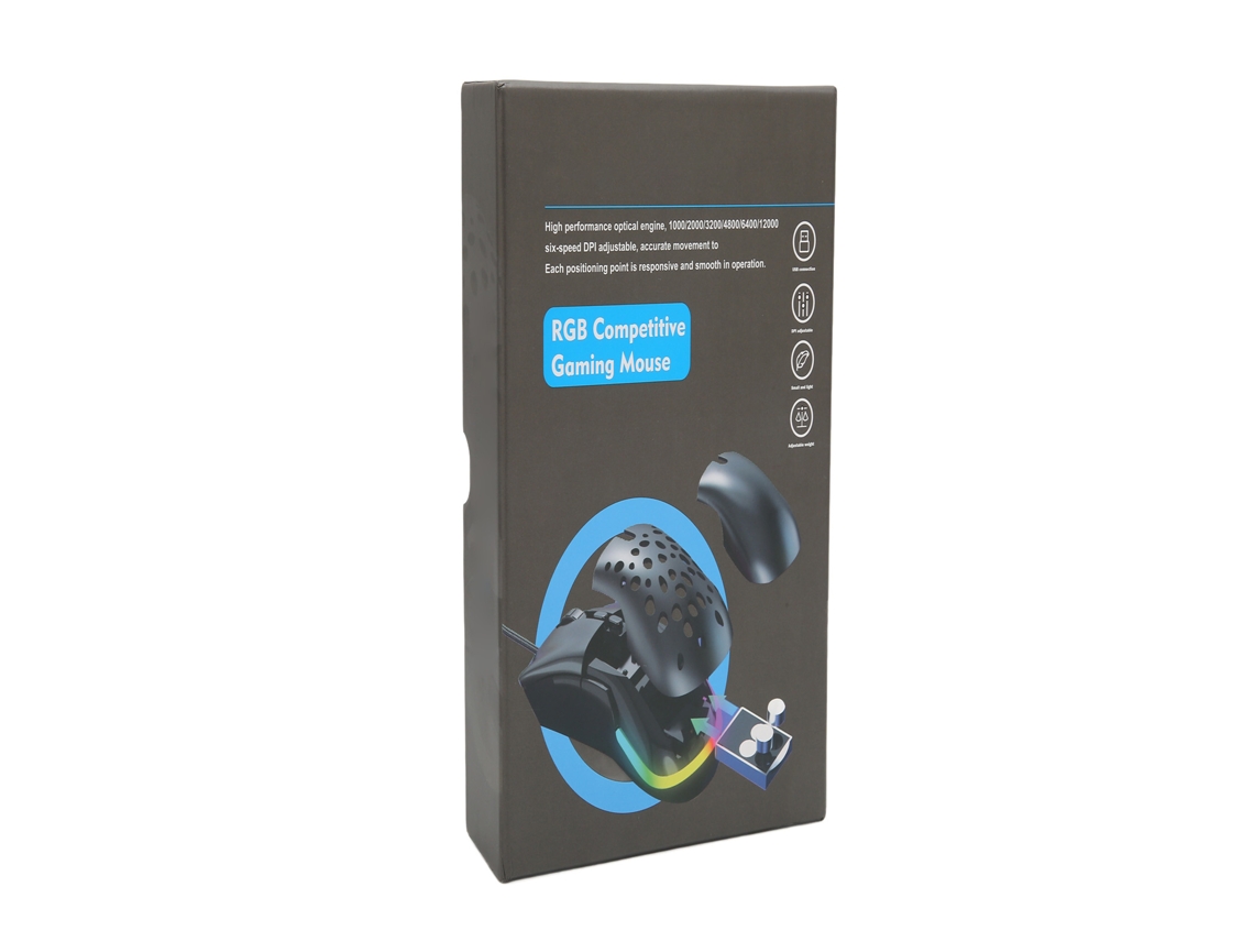 Baoj-2026rato Gaming Rgb Ultraligeiro Com Capa De Favos 12000 Dpi Sensor Óptico Com Fio 7 Botões Programáveis