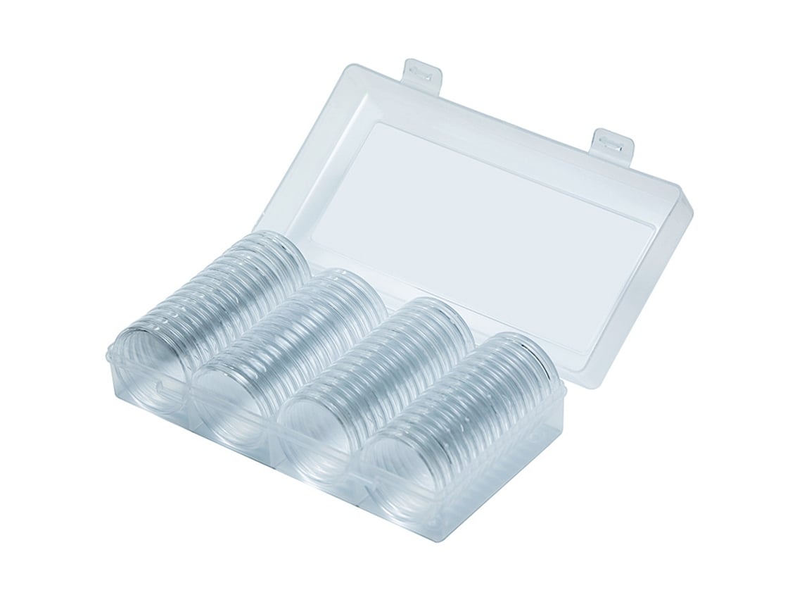 Ats-60 Cápsulas Para Monedas 41mm Caja Redonda Plástica Organizador De Coleccionables Con Caja Externa De Almacenamiento