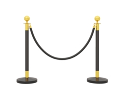 Poste de señalización de acero inoxidable para caminos con cuerda de terciopelo negro, 1,5 m, base rellenable, Ø32x96cm
