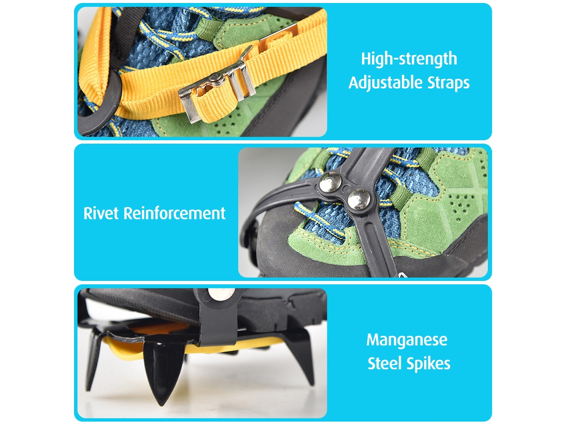 2026-10 Dientes Crampones Tiras De Tracción Fundas Para Botas De Nieve Agarres De Hielo Para Senderismo Pesca En Hielo Caminar