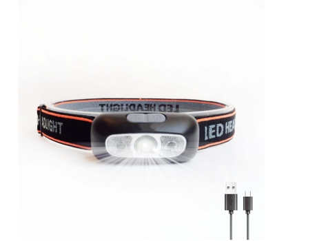 Linterna frontal, linterna frontal LED superbrillante recargable -200 lúmenes, sensor de movimiento, resistente al agua IPX6, 6 modos de iluminació...