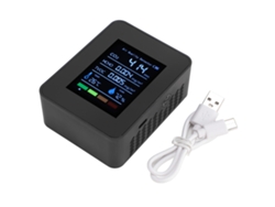 Detector Portátil 5 En 1 De Calidad Del Aire: Co2, Tvoc, Hcho, Humedad Y Temperatura Para Interiores (negro).