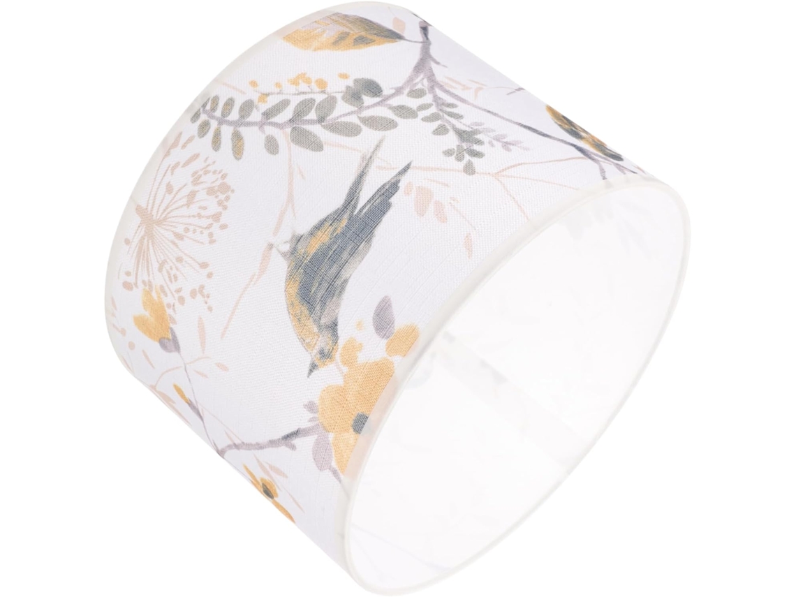 Lámpara decorativa de tela, de 25 cm de diámetro, con estampado floral y de pájaros, apta para uso en interiores.