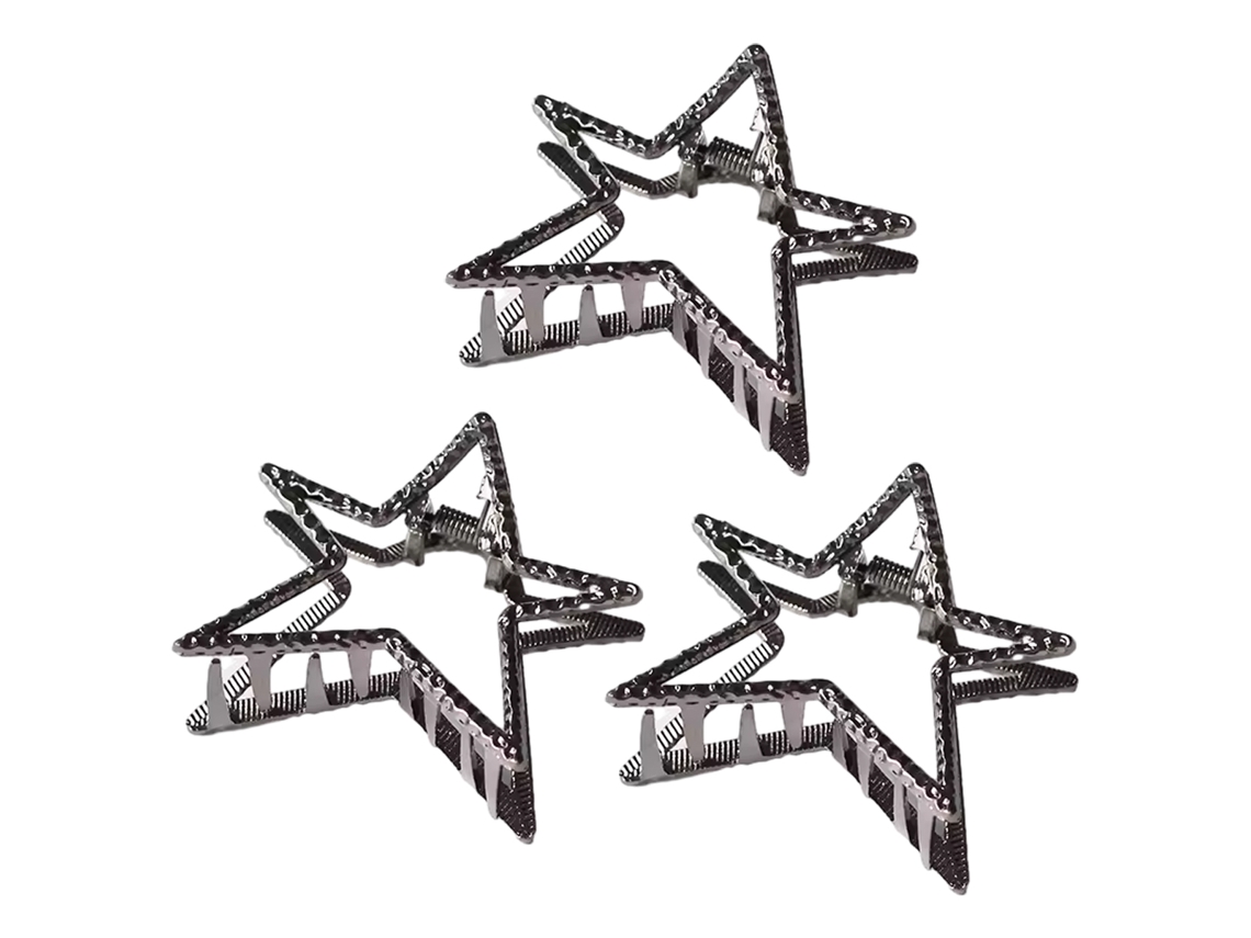 Accesorio decorativo para el cabello con clip de estrella de metal estilo Y2K