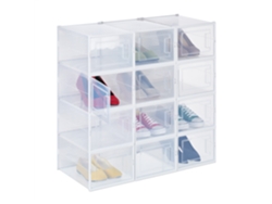 Caixas De Sapatos Relaxdays, Pack De 12, Empilháveis, Para Sapatos Até Ao Tamanho 47, Com Ventilação, Transparentes