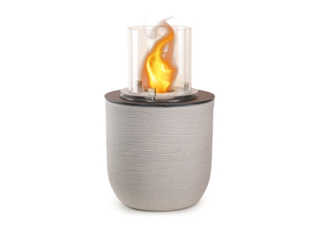Chimenea de bioetanol de pie para hoguera de jardín para uso interior y exterior RAFFAELLO Cuerda beige d.35 x h55