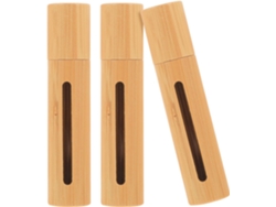 Conjunto Nuobesty com 3 frascos roll-on de 10ml para óleos essenciais de bambu, com esfera de aço inoxidável e vidro.